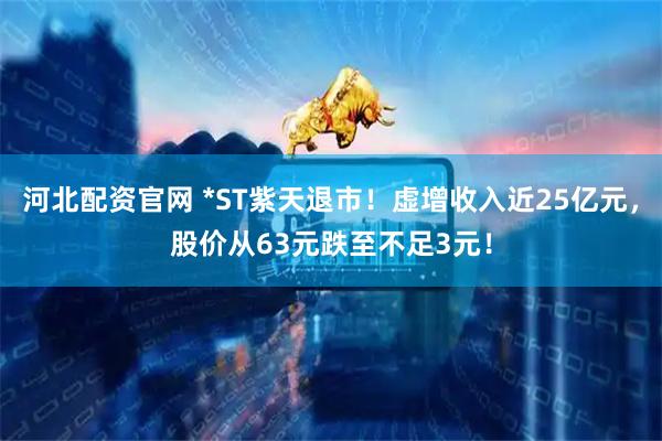 河北配资官网 *ST紫天退市!虚增收入近25亿元,股价从63元跌至不足3元!