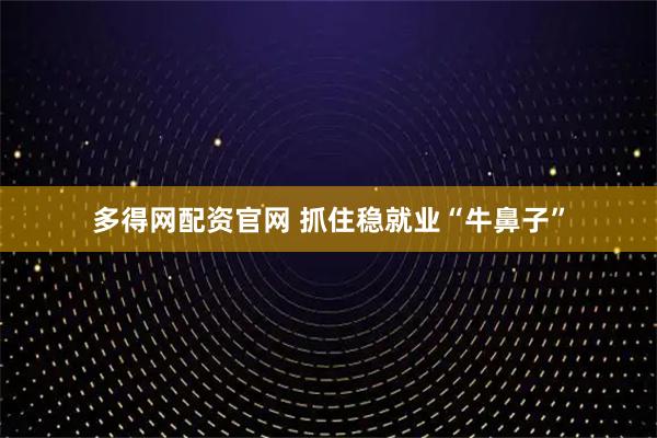 多得网配资官网 抓住稳就业“牛鼻子”