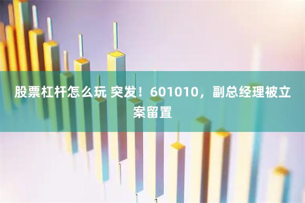 股票杠杆怎么玩 突发！601010，副总经理被立案留置